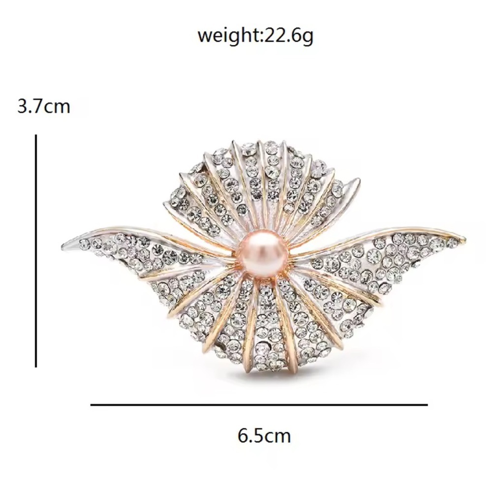 Art Deco Gold Silver Brooch with Pink Pearl - Picture 7 of 8